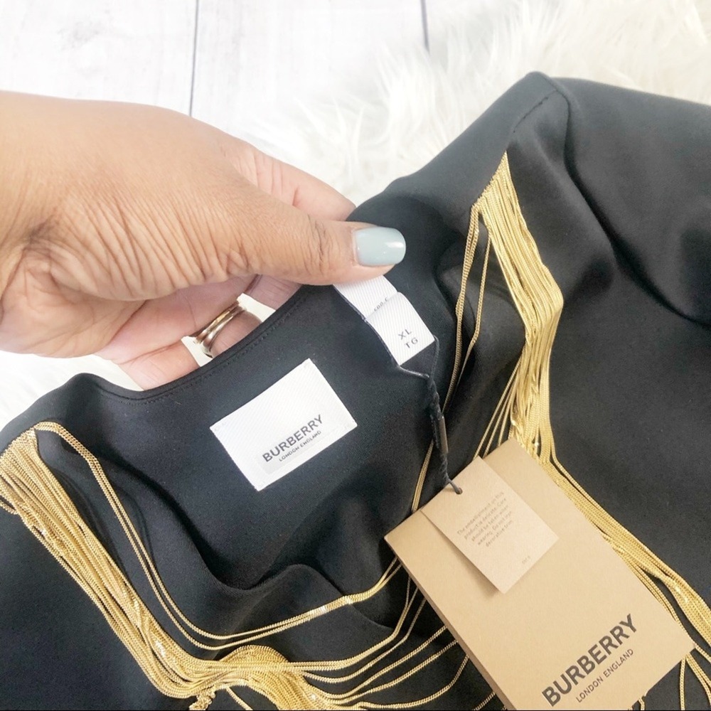 Burberry Chiers Multi-Chain Black Gold Chain V-Neck Long Sleeve Bodysuit NWT XL - Picture 5 of 7